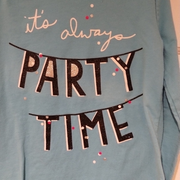 Girls Blue It's Always Party Time Long Sleeve T-Shirt - Picture 2 of 4